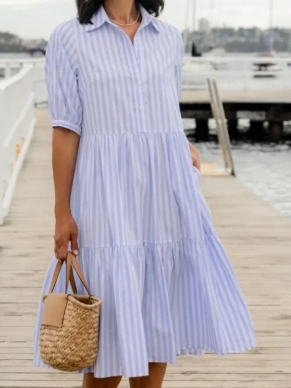 Maye Marnie Shirtdress in Blue Stripe 2X